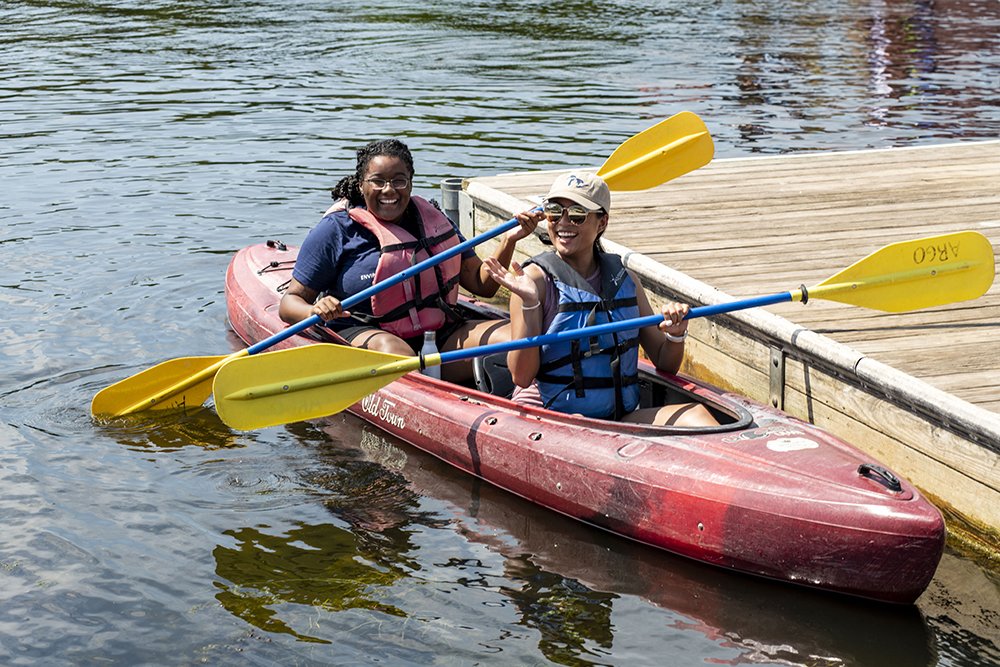 two SEAS students kayaking